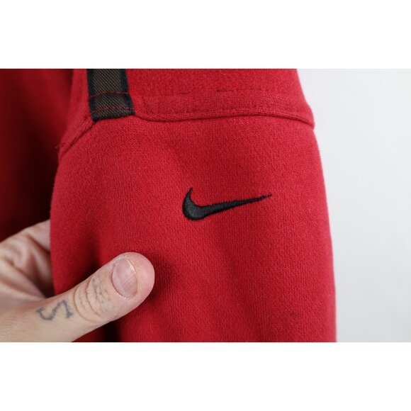 Vtg Nike Mens L Distressed Spell Out Travis Scott Mini Swoosh Sweatshirt Red - Picture 4 of 16